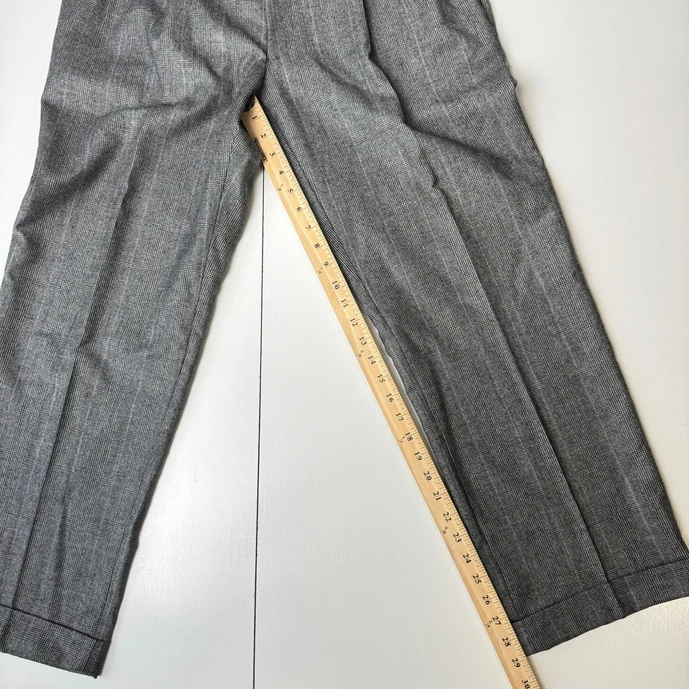 Jos A Bank Executive Collection 100% Wool Pleated Pants Grey Plaid 36R